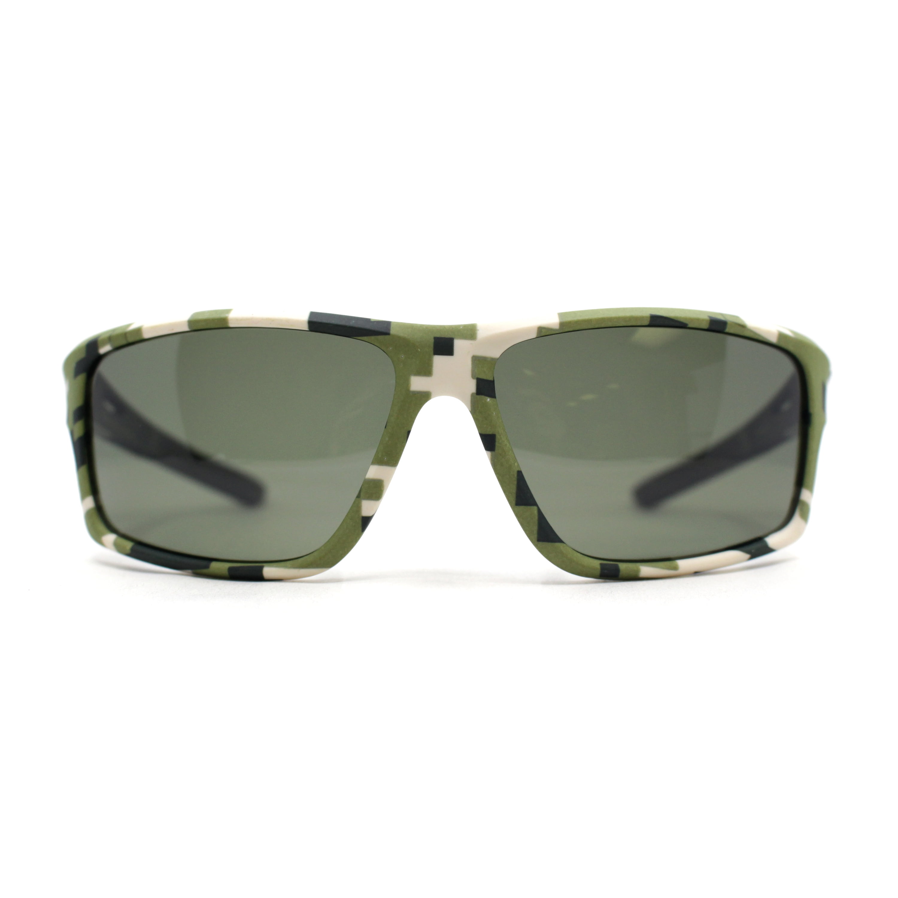 Mens Xloop Digital Camo Print Rectangle Wrap Sport Sunglasses