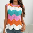 thumbnail image 4 of Lenpel Women's Tank Tops Summer Casual Sleeveless Crew Neck Hollow out Color Block Lightweight Sweater Vests Tunic Knit Shirts, 4 of 7