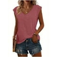 thumbnail image 5 of MORTTIC 3-Pack Women's Cap Sleeve V-Neck Tank Tops, Casual Loose Fit Basic Tees for Spring & Summer, 5 of 6