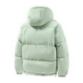 thumbnail image 3 of Men's Puffer Jacket Windproof Water Resistant Zip Up Jacket Solid Color Thermal Winter Coats for Men Hooded Casual Outdoor Travel ,Mint Green,M, 3 of 3