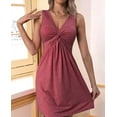 thumbnail image 5 of Women'S Twist Front V Neck Tank A Line Dress Ruffle Summer Elegant Sleeveless Club Party Tunic Bodycon Mini Sundress Red M, 5 of 9