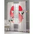 thumbnail image 5 of Vintage Birds Red Sun Sheer Curtains 84 Inches Long 2 Panels Set, Window Sheer Curtains for Living Room/Bedroom, Retro Art Animals Light Filtering Rod Pocket Curtain 52''x84''x2, 5 of 8