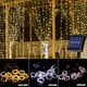 thumbnail image 2 of Cortina de luces alimentada por energía Solar para exteriores, guirnalda de luces impermeables de 300LED para jardín, patio, pabellón, guirnalda de luces, decoración navideña, 2 of 5