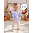 thumbnail image 6 of Miaouyo Infant Baby Girls Halloween Romper 0 3 6 12 18 Months Pumpkin Print Fly Sleeves Square Neck Jumpsuits and Cute Headband, 6 of 9