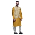 thumbnail image 2 of Atasi Ethnic Kurta Churidar Pajama Set With Printed Nehru Jacket Set For Mens, 2 of 3