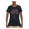 thumbnail image 2 of Wild Bobby Breast Cancer Awareness Pink Tree Words of Encouragement Breast Cancer Awareness Women Graphic Tee, Black, Small, 2 of 6