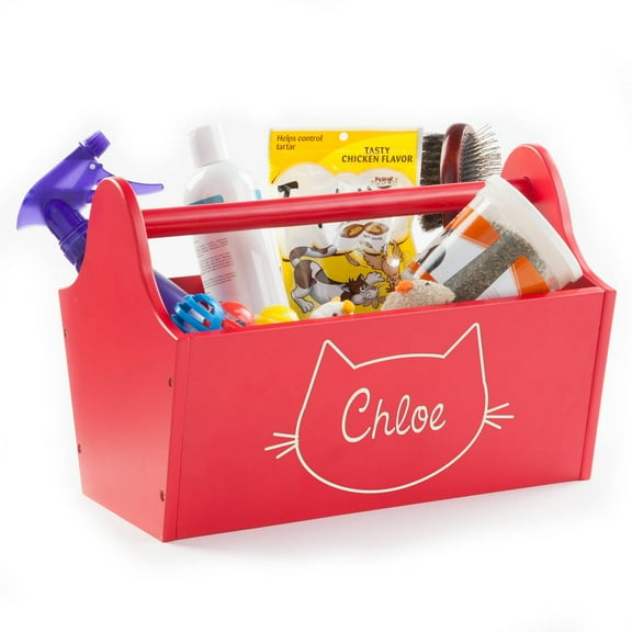 My Kitty Personalized Storage Caddy, Red