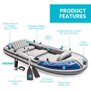 Intex Excursion 5 Inflatable Boat Set w/Transom Mount Trolling Motor