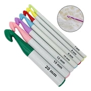 ZUARFY 7 Pieces Huge Plastic Handle Crochet Hooks Set Large Size 7mm-20mm Colorful Sweater Knitting Needles Yarn Sewing Tools