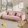 thumbnail image 2 of Bianlte Modern Fabric Convertible Linen Fabric Split Backrest Adjustable Backrest Upholstered Loveseat Sofa with 2 Throw Pillows, Pink, 2 of 7