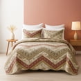 thumbnail image 4 of DaDa Bedding Rustic Bohemian Cranberry Sage Chevron Floral Bedspread Set (JHW-924), 4 of 11