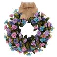 thumbnail image 1 of de flores artificiales de primavera de 15,7 pulgadas con hojas , arreglos florales para puerta delantera, ventana, pared, decoración Rosado y morado Gloria Guirnalda de flores, 1 of 8