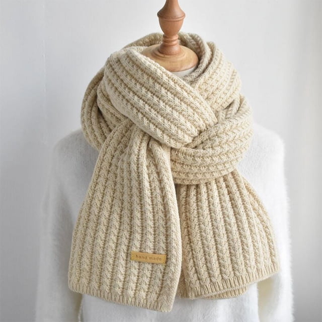 Bufanda de punto de lana gruesa para mujer, estilo coreano, de invierno, cálida, de estilo japonés, para estudiantes, de color sólido, a la moda