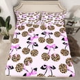 thumbnail image 2 of Feelyou Leopard Print Cherry Queen Sheet Sets, Purple Cute Bow-tie Bed Set, 4-Piece, 2 of 7