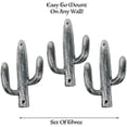 thumbnail image 4 of Urbalabs Cast Iron Cactus Hooks for Wall Double Cactus Coat Key Hanger Southwestern Western Wall Home Rustic Cactus Decor, Cactus Coat Rack, Bags, Towels and More Metallic Silver 3 Pack (Silver), 4 of 7
