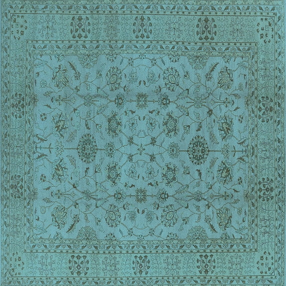 Ahgly Company Indoor Square Oriental Light Blue Industrial Area Rugs, 8' Square