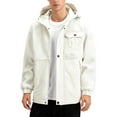 thumbnail image 2 of Wrtxtat Men's Puffer Jacket Fleece Heavyweight Full Zip Darwstrings Hooded Coat with Pocket Winter Fashion Warm Solid Color Outerwear Beige XXL, 2 of 6