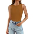 thumbnail image 3 of SHenli Women's the Shoulder Short Sleeve Tops 3/4 Sleeve Dressy Sleeveless Shirts Color Block Basic Tees for Layering, 3 of 5