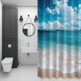 thumbnail image 4 of Summer Ocean Beach Wave Bathroom Shower Curtain, Modern Blue Marine Style Waterproof Washable Soft Bath Curtain for Bathtub Decor with 12 Hooks&Grommet, 48x72 Inch, 4 of 9
