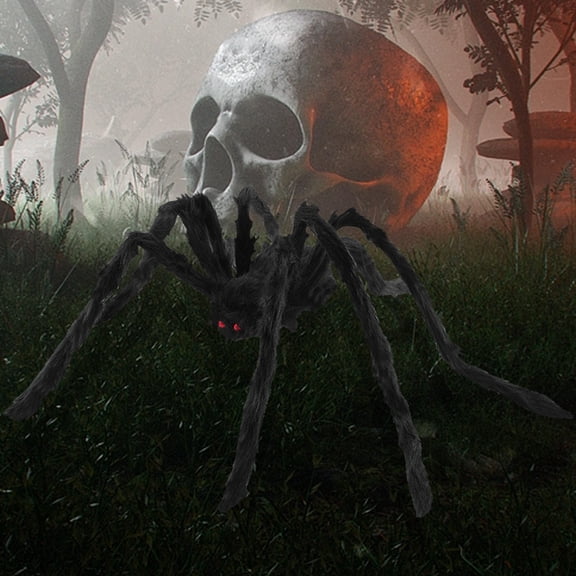 Xhy Halloween Decoration 35" Big Spider with Light Up Eyes Decor for Haunted House Prop Indoor Outdoor Giant Scary Party