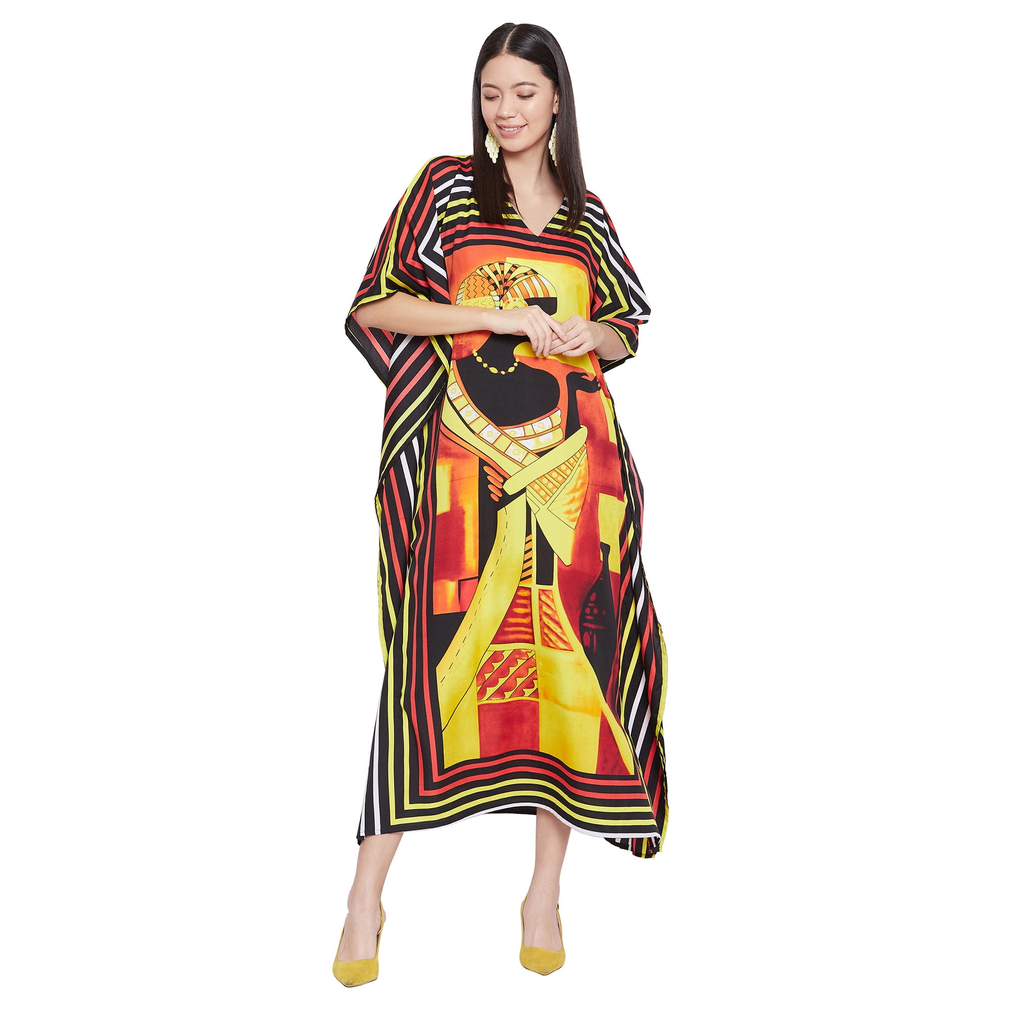 Bohemian Cotton Kaftan~ Women's Cotton Sari Boho Kimono Kaftan Hand Tie Dye Kimono Multi Tie Dye Print ~ Perfect Caftan Dress Gift For Her