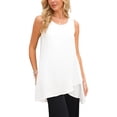 thumbnail image 5 of INSPIRE CHIC Women's High Low Top Casual Sleeveless Chiffon Blouse Crewneck Asymmetrical Loose Shirt Summer Tops L White, 5 of 7