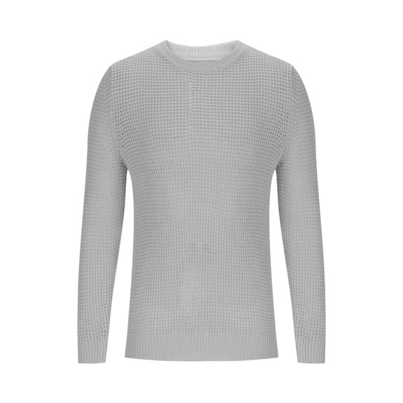 LIaqionyy Men's Sweater Crewneck Pullover Textured Knitted Tops Soft Long Sleeve Casual Loose Sweaters