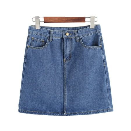 Cotton Flap Pocket Skirt - JDinms Women's Basic Five-Pocket Rugged Denim Mini Skirt