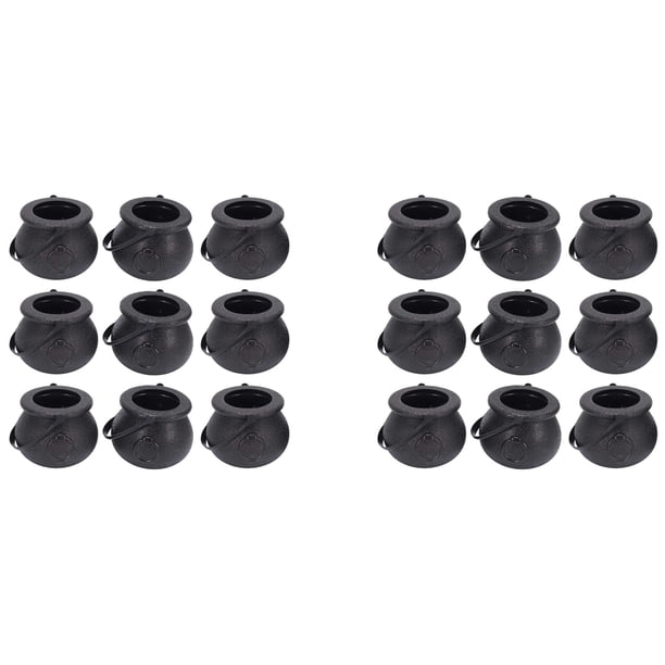 Caldero Negro para Dulces de 20 Piezas con Manejar, Hervidor de Agua para Dulces de Halloween