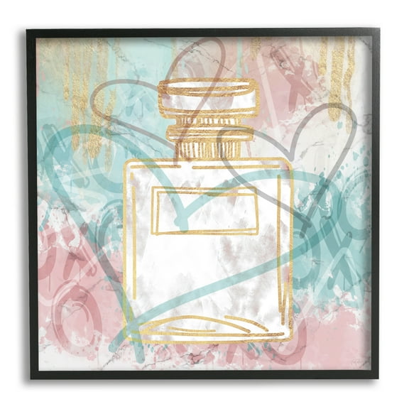 Stupell Industries Graffiti Hearts Perfume Abstract Painting Black Framed Art Print Wall Art, 12 x 12