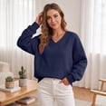 thumbnail image 5 of VV AVEORS Womens Sweatshirts No Hood Loose Fit Long Sleeve V Neck Casual Sweatshirt Fall Fashion Comfort Winter Hoodless Hoodies Royal Blue XL, 5 of 7