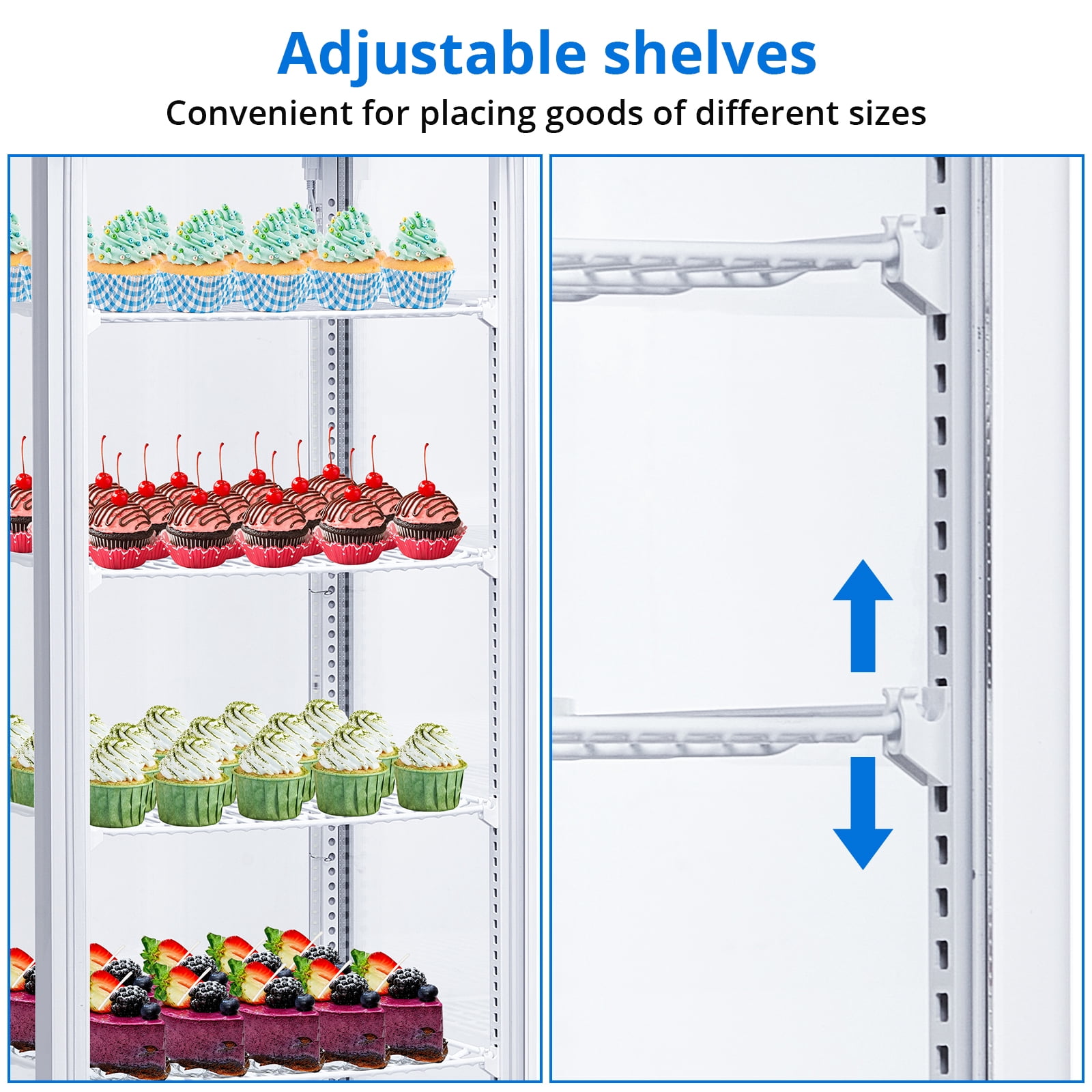 Yesurprise 308L Commercial Cake Display Refrigerator Single-Door Merchandiser with Universal wheel LED LightingCountertop/Floor Refrigerator