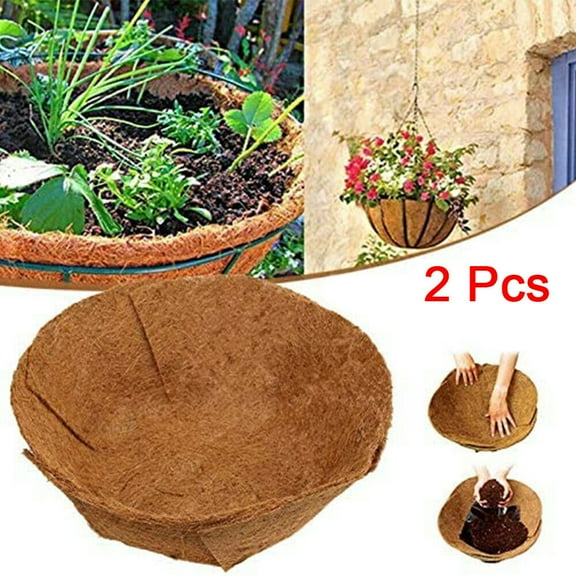 EROCK 2PCS Round Replacement Coco Liner for Hanging Basket, 16/14 / 12 Inch Coconut Fiber Plant Basket Liner for Garden Planter Flower Pot (Round)