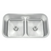 Vuzati 32.5" X 18" Undermount Double Bowl Low Divider (50/50) Stainless Steel Kitchen Sink