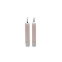 BIDK Home Small Flameless LED Taper Candles - 4.25" - Pink - Set of 2