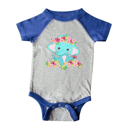 

Inktastic Cute Baby Elephant with Flowers Gift Baby Boy or Baby Girl Bodysuit