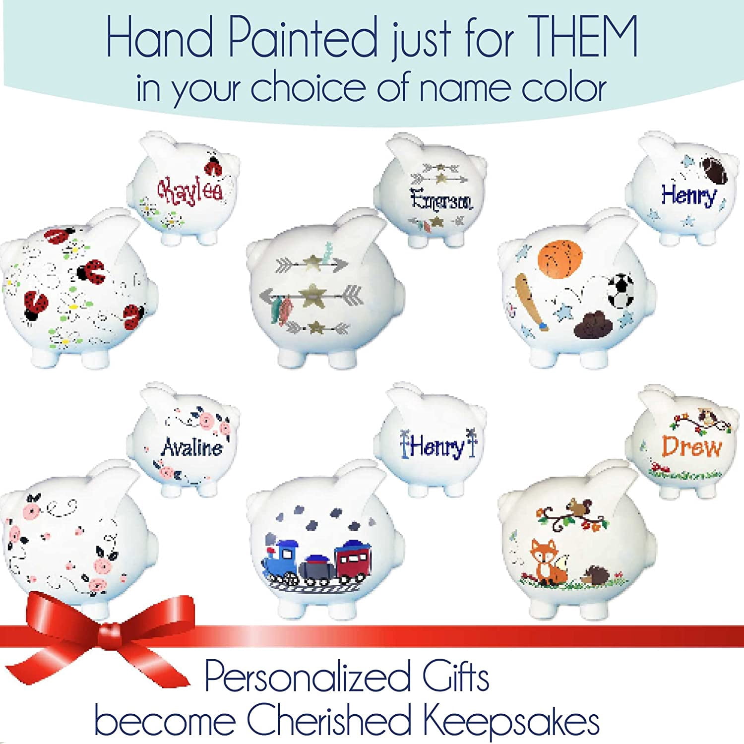 Personalized Hand Painted Rosie Posie Piggy Bank