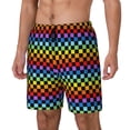 thumbnail image 1 of Kdxio Rainbow Chequerboard Print Mens Swim Shorts with Mesh Lining, Breathable and Quick-Drying, Adjustable Waist, Privacy Pocket-X-Large, 1 of 6