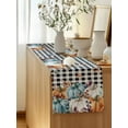 thumbnail image 5 of Table Runner 120 Inches Long for Kitchen Dining, Orange Blue Pumpkins Fall Dresser Scarf Farmhouse, Dining Table Decorations for Wedding/Parties, Thanksgiving Eucalyptus Black Check 13 x 120 In, 5 of 9
