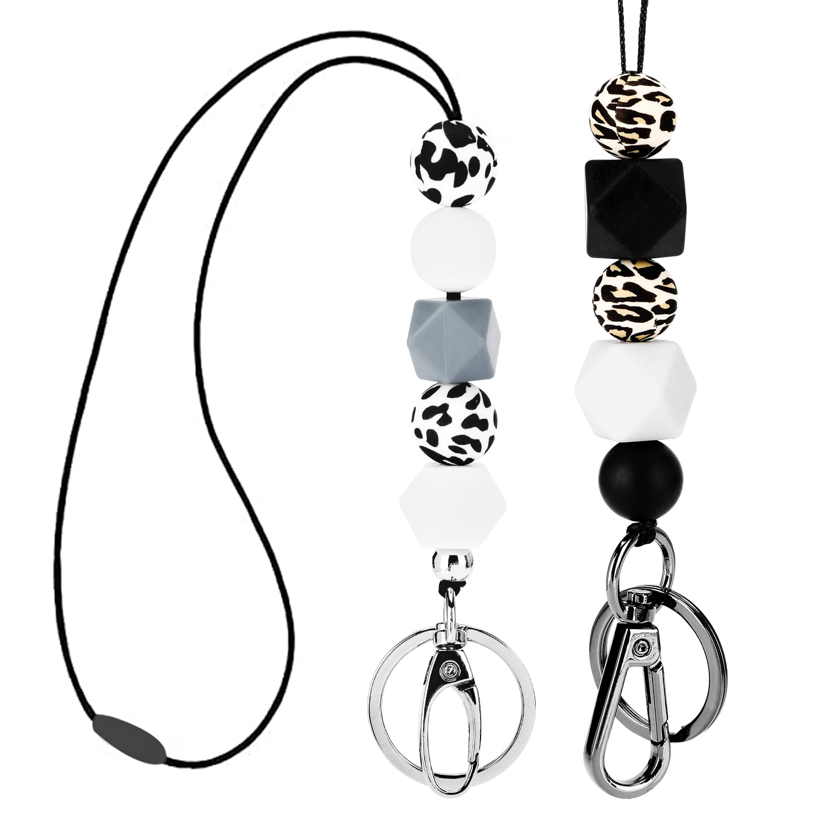 Cat ID Badge Holder Breakaway option Details about   Kitty Cat Black & Crystal Beaded Lanyard 
