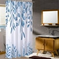 thumbnail image 3 of Stall RV Shower Curtain Set, 36Wx72HInch Narrow Fabric Blue White Eucalyptus Leaf Shower Curtains, Soft Waterproof Polyester Bathroom Curtains with Hooks, 3 of 5
