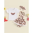 thumbnail image 3 of Musuos Baby Girls Summer Outfits 6M 12M 18M 24M White Short Sleeve T-Shirts + Skirted Suspender Shorts Set Toddler Clothes, 3 of 10