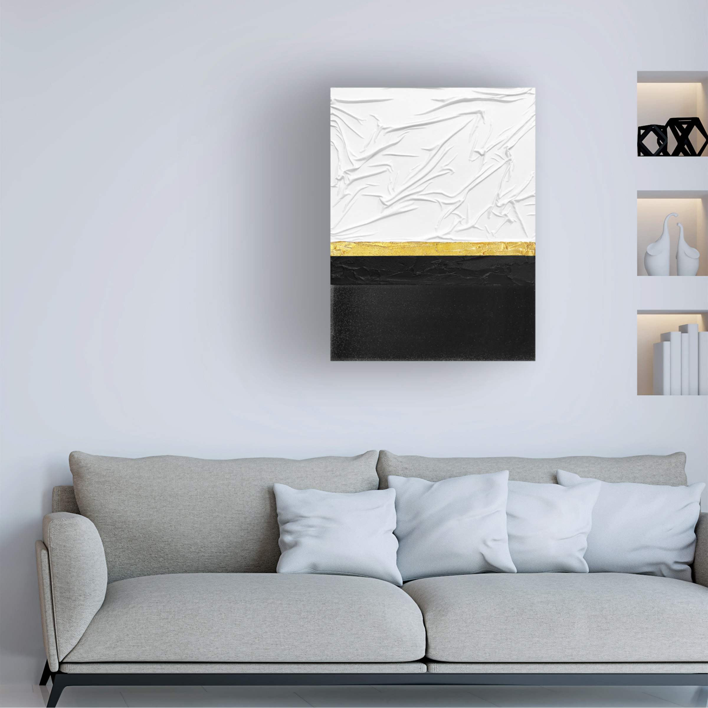 Alyson Storms 'Fabric Gold and Black' Canvas Art