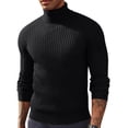 thumbnail image 2 of Domuza Men’s Turtleneck Sweater, Long‑Sleeve Stretch Ribbed Knitted Pullover Top, Slim‑Fit Basic Lightweight Casual Jumper for Fall & Winter, 2 of 6