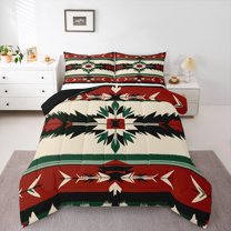 Manfei Bohemian Flower 3 Pieces Queen Comforter Set for Teens Boys Girls,Tribal Aztec Ultra Soft Bedding Sets,Exotic Style Bedding Comforter Set,Luxury Bedroom Decor,Reversible
