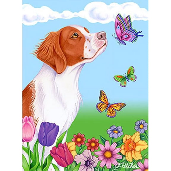 Brittany Spaniel - Best of Breed Butterfly House Flag
