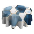 thumbnail image 4 of Blue White Gold Hexagon Marble Pattern Round Tablecloth 60"x60",Wrinkle Wipeable Table Cloth for Kitchen Dining Room Picnic Patio Party, 4 of 6