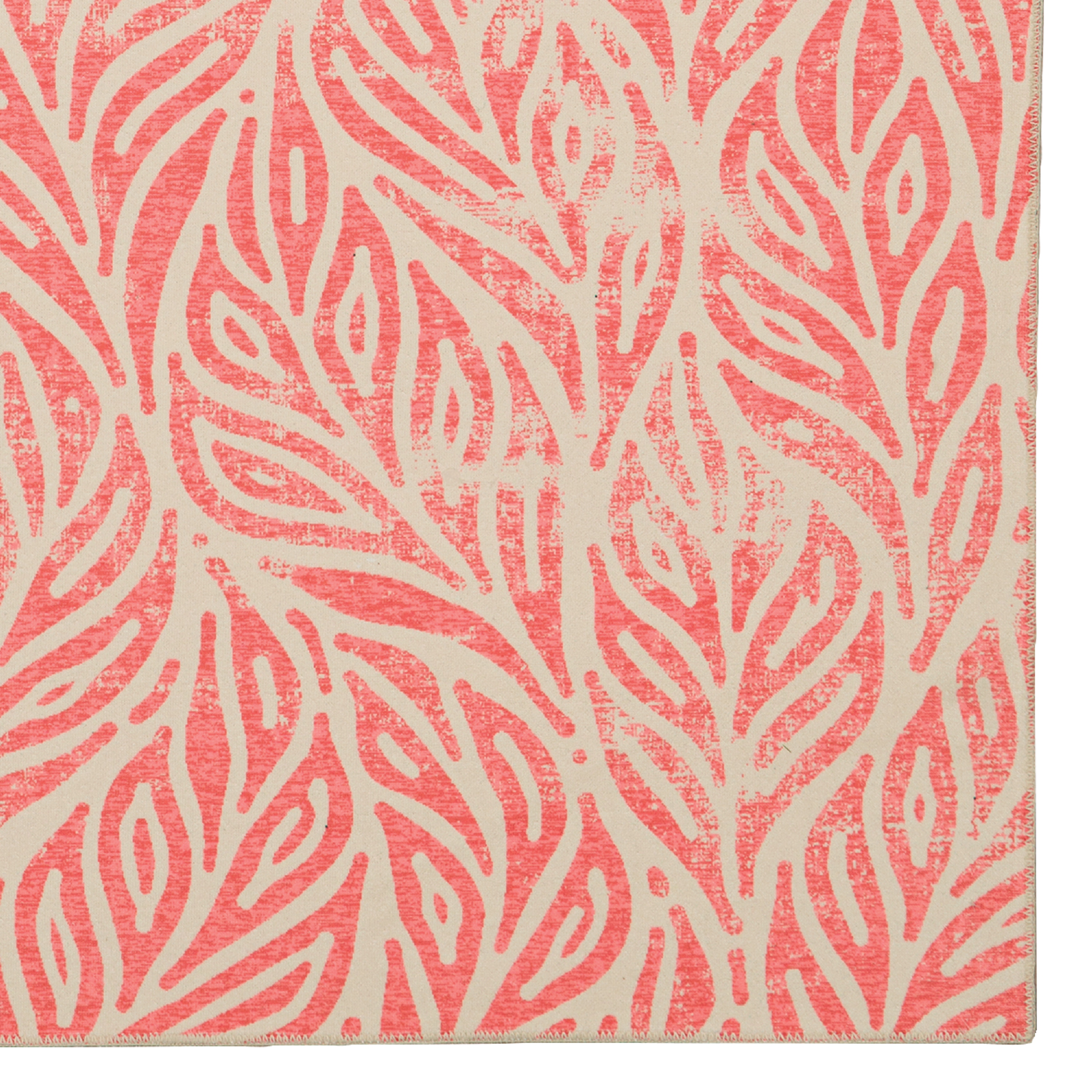 Linon Home Décor Washable Leona Area Rug or Runner Collection, Ivory and Coral, 2' x 8'