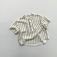 thumbnail image 2 of Ugoldhm Boys Casual Striped Shirts Short Sleeve High Low Button Down Cotton Crew Neck Summer Hawaiian Shirt Size 2-9, 2 of 3