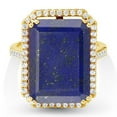 thumbnail image 2 of Gem Stone King 14.50 Ct Emerald Cut Blue Lapis 18K Yellow Gold Plated Silver Ring, 2 of 4